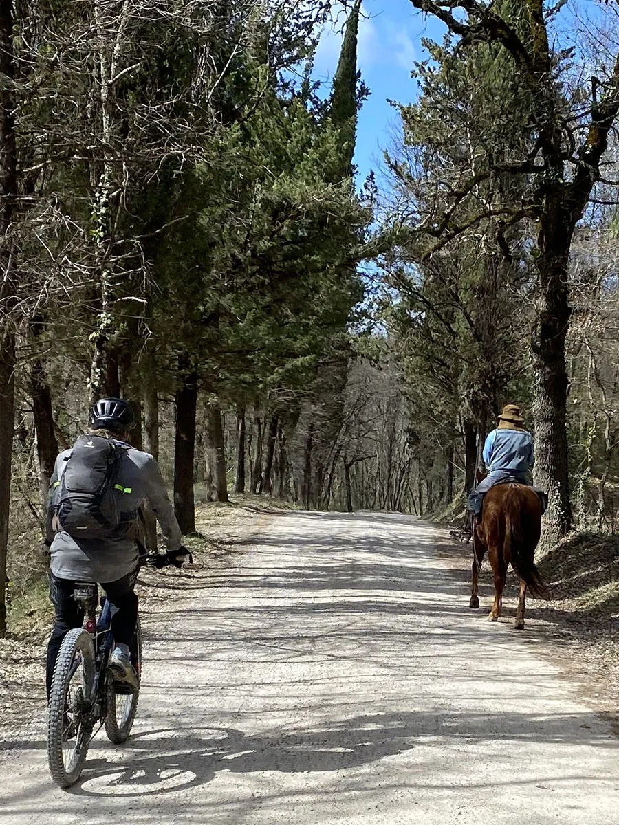 I like to travel around Tuscany by bike, but there are also people who love it on their horse!